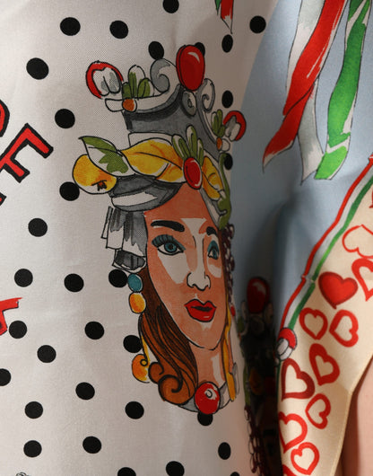 Dolce & Gabbana Multicolor Italy Scenes Graphic Silk Top