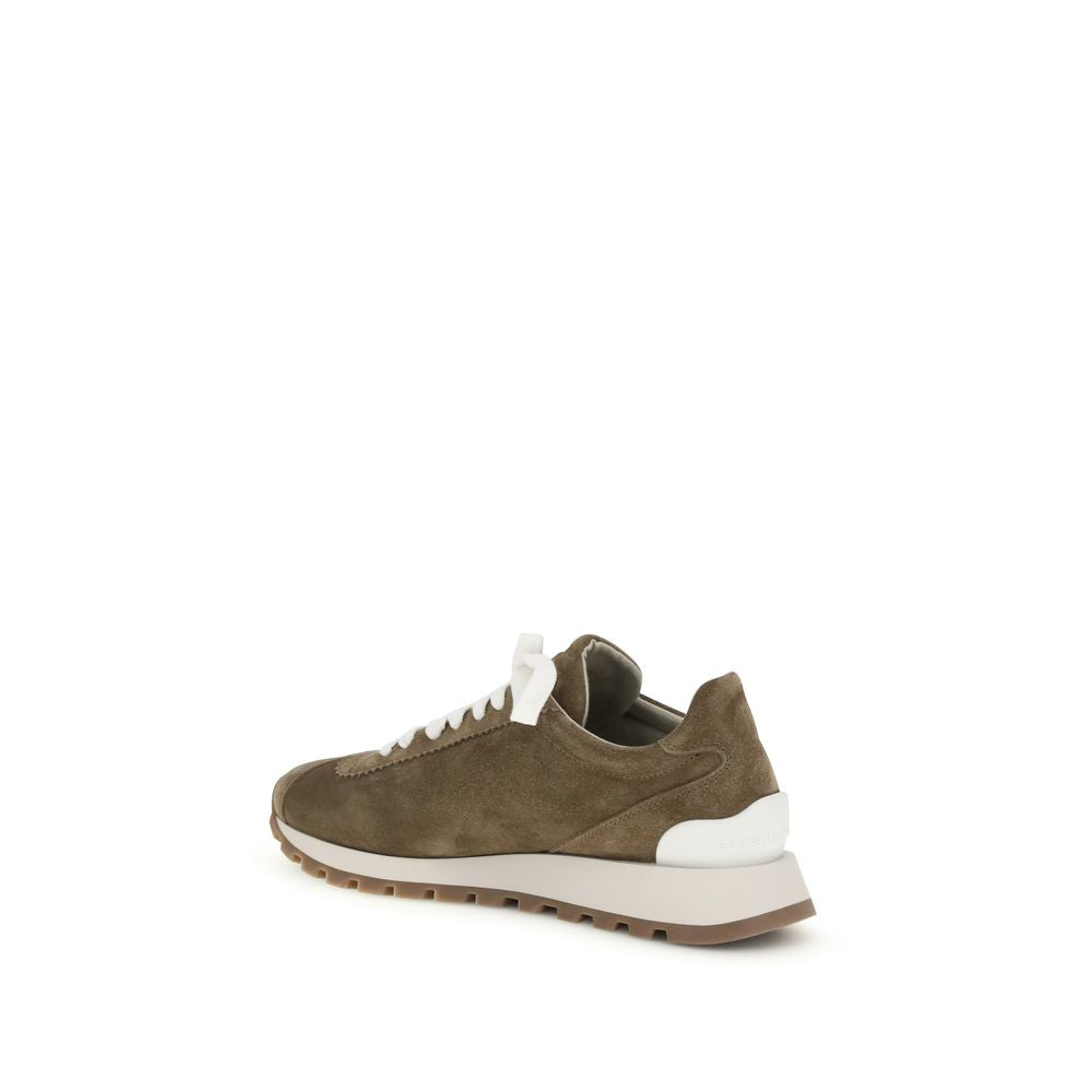 Brunello Cucinelli Brown Calf Leather Bos Taurus Platform Sneakers
