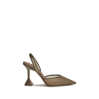 Amina Muaddi Brown Nylon Platform Pumps