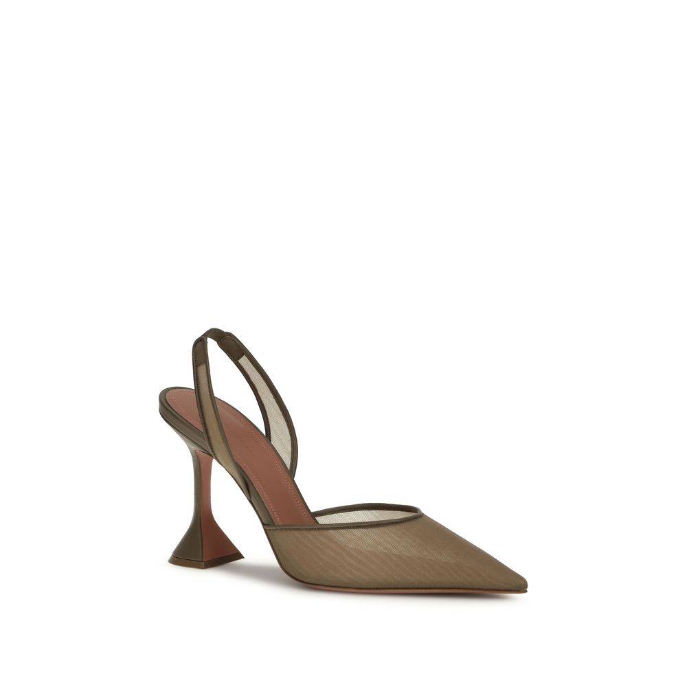 Amina Muaddi Brown Nylon Platform Pumps