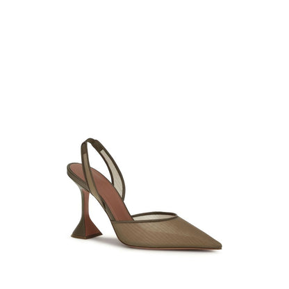 Amina Muaddi Brown Nylon Platform Pumps