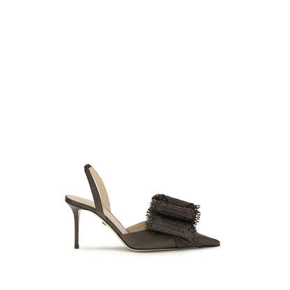 MACH & MACH Brown Raffia Pumps