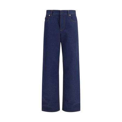 Fendi Blue Cotton Straight-Leg Jeans
