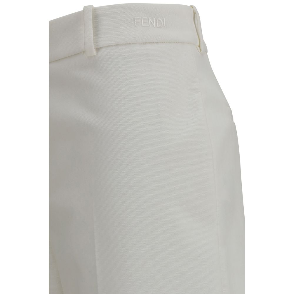 Fendi White Cotton Pants