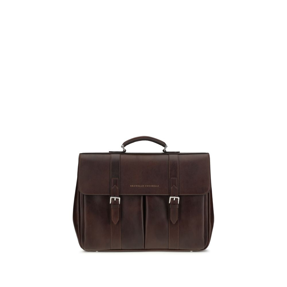 Brunello Cucinelli Bordeaux Calf Leather Bos Taurus Handbag