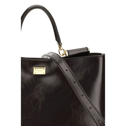 Dolce & Gabbana Brown Calf Leather Bos Taurus Handbag