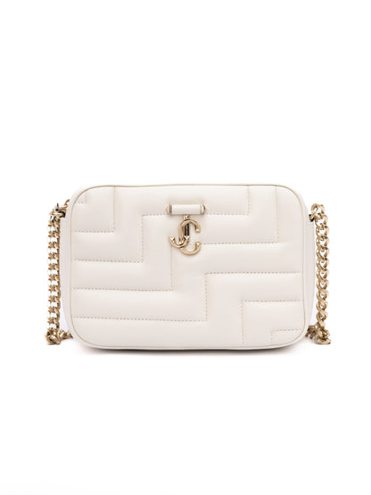 Jimmy Choo White Leather Avenue Camera Shoulder Bag