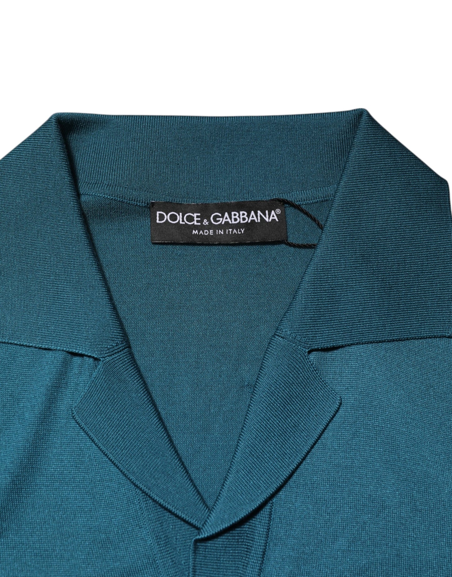 Dolce & Gabbana Teal Blue Silk Collared Short Sleeves Polo T-shirt