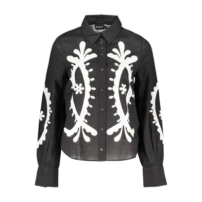 Desigual Black Cotton Pattern Shirt