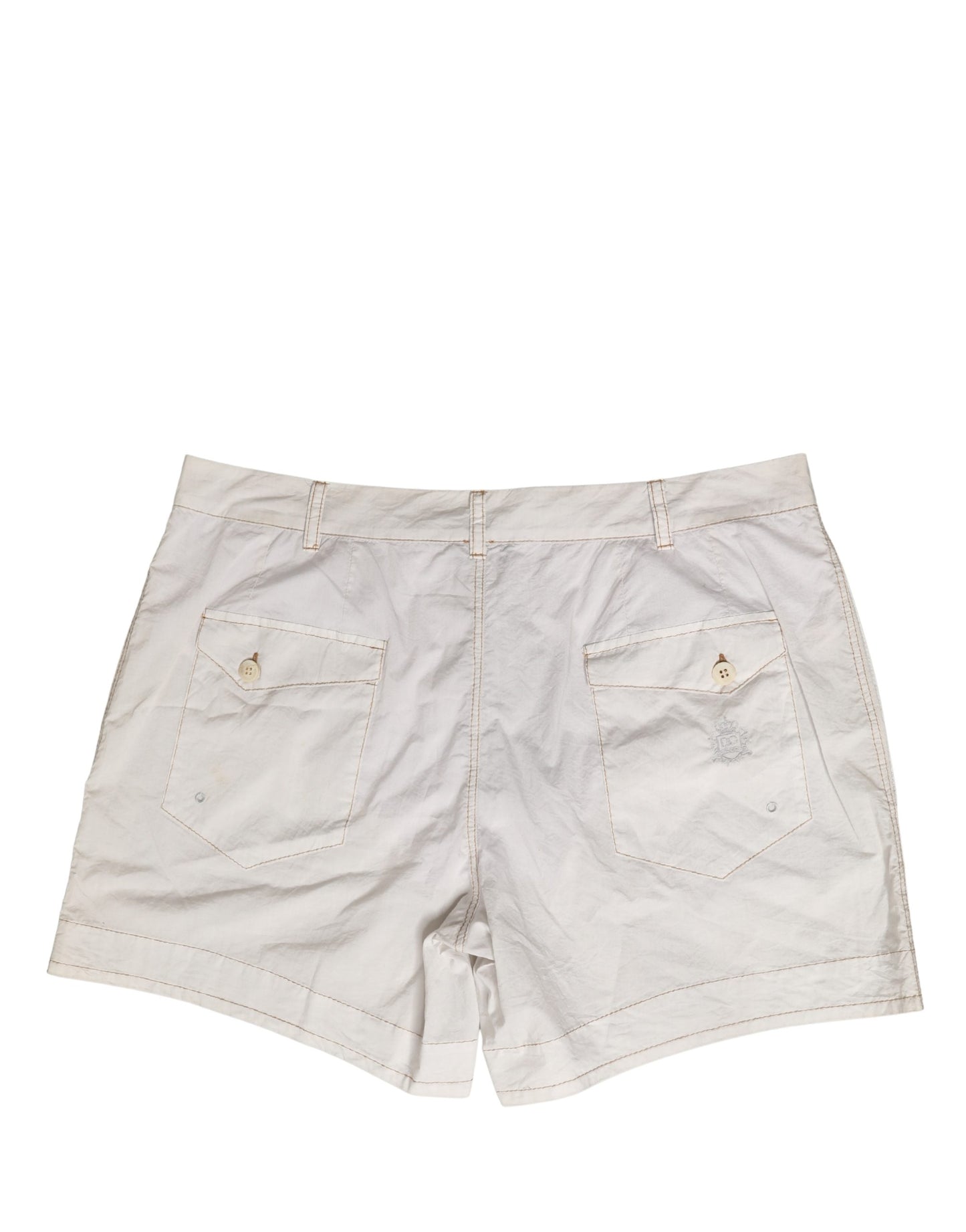 Dolce & Gabbana White Cotton Mid Waist Chino Bermuda Shorts