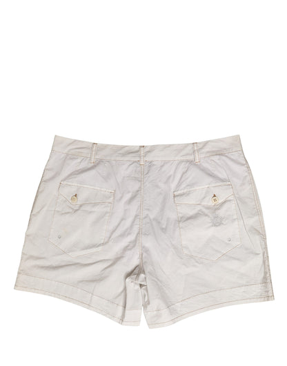 Dolce & Gabbana White Cotton Mid Waist Chino Bermuda Shorts