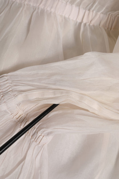 Dolce & Gabbana White Silk Cotton Ascot Collar Blouse Top