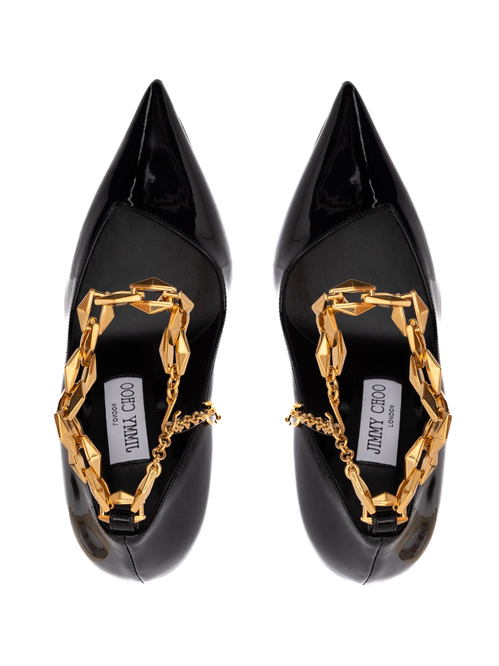 Jimmy Choo Black Patent Leather Diamond Talura Pumps