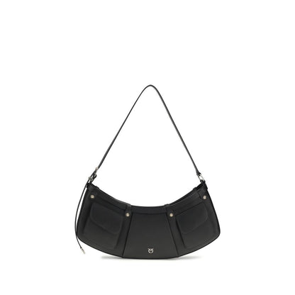 PINKO Black Calf Leather Bos Taurus Shoulder Bag