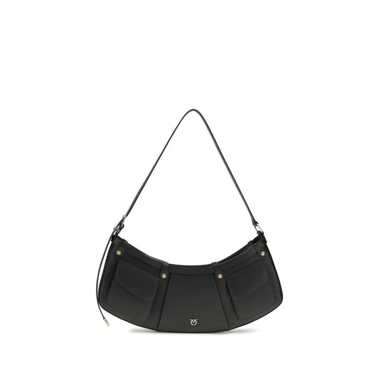 PINKO Black Calf Leather Bos Taurus Shoulder Bag