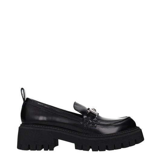 Versace Black Leather Platform Loafers