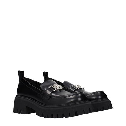 Versace Black Leather Platform Loafers
