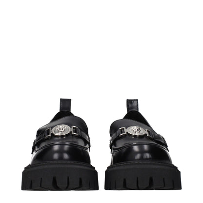 Versace Black Leather Platform Loafers