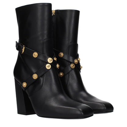 Versace Black Leather Ankle Boots