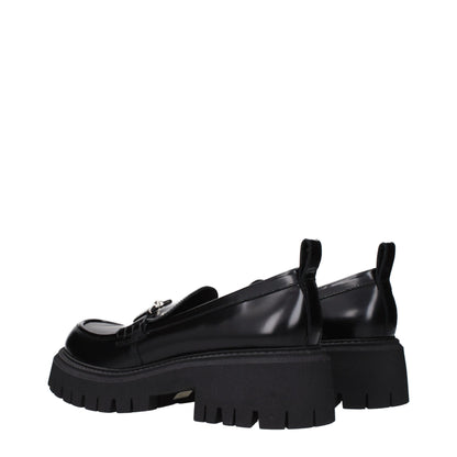 Versace Black Leather Platform Loafers