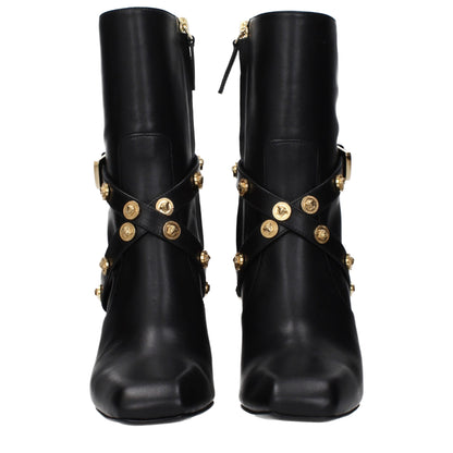 Versace Black Leather Ankle Boots