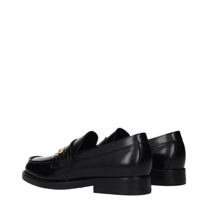 Versace Black Leather Slip-On Loafers