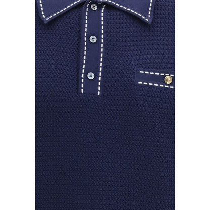 Versace Blue Cotton Polo Shirt