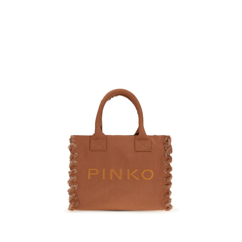 PINKO Brown Cotton Shoulder Bag