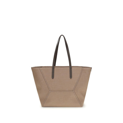 Brunello Cucinelli Beige Cotton Shoulder Bag
