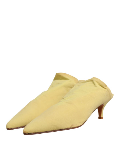 Dolce & Gabbana Yellow Suede Heel Mule Shoes