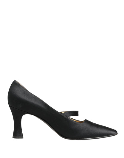 Dolce & Gabbana Black Satin Mary Jane Pumps Shoes