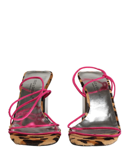 Dolce & Gabbana Multicolor Leather Block Heels Sandals Shoes