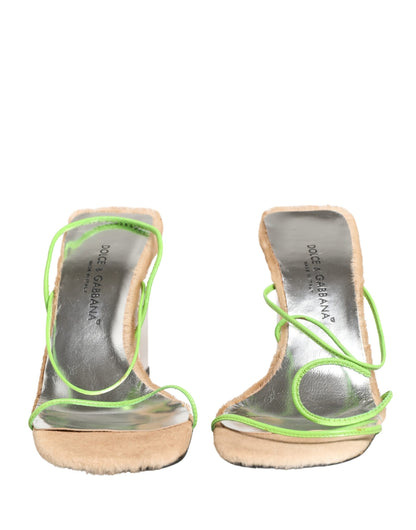 Dolce & Gabbana Multicolor Leather Block Heels Sandals Shoes