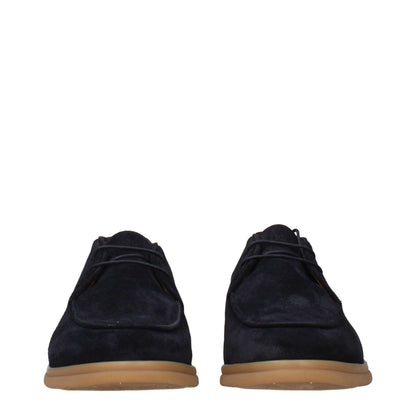 Eleventy Blue Leather Lace-Up Boots