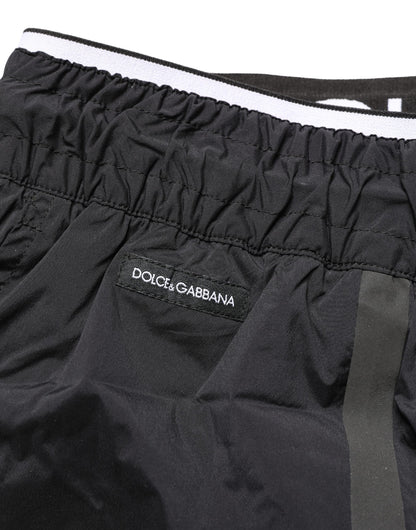 Dolce & Gabbana Black Nylon Elastic Waist Swim Shorts Swimwear