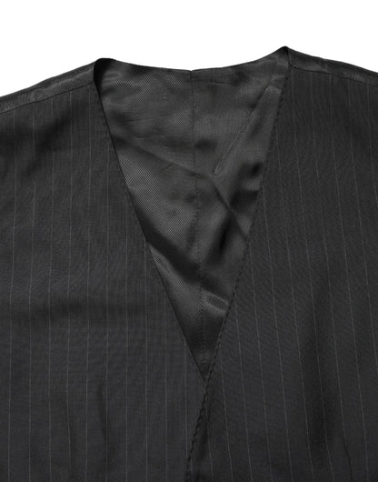 Dolce & Gabbana Black Stripe Single Breasted Waistcoat Vest