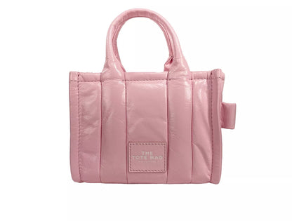 Marc Jacobs The Shiny Crinkle Micro Tote Bubblegum Leather Crossbody