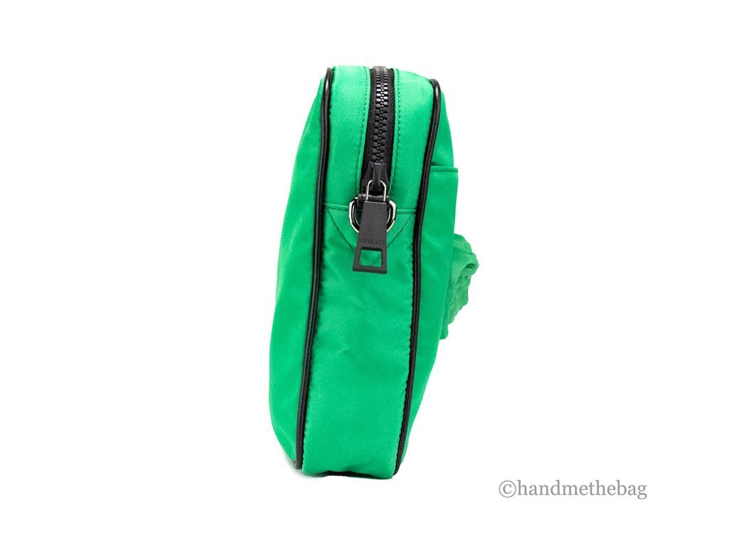 Versace Small Bright Green Nylon Fabric Medusa Crossbody Messenger Bag Purse