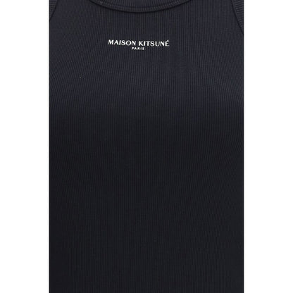Maison Kitsuné Black Cotton Tank Tops
