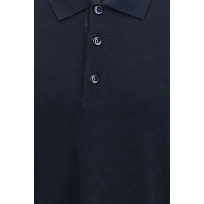 Giorgio Armani Blue Viscose Polo Shirt