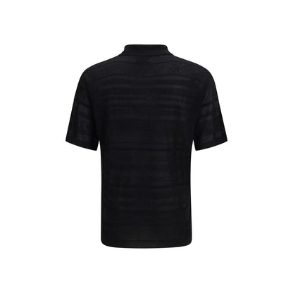 Laneus Black Cotton Polo Shirt