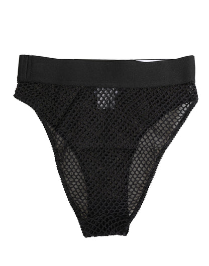 Dolce & Gabbana Black Cotton Mesh High Brief Panty Underwear