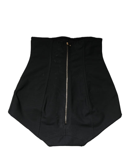 Dolce & Gabbana Black Silk Blend High Waist Girdle Panty Underwear