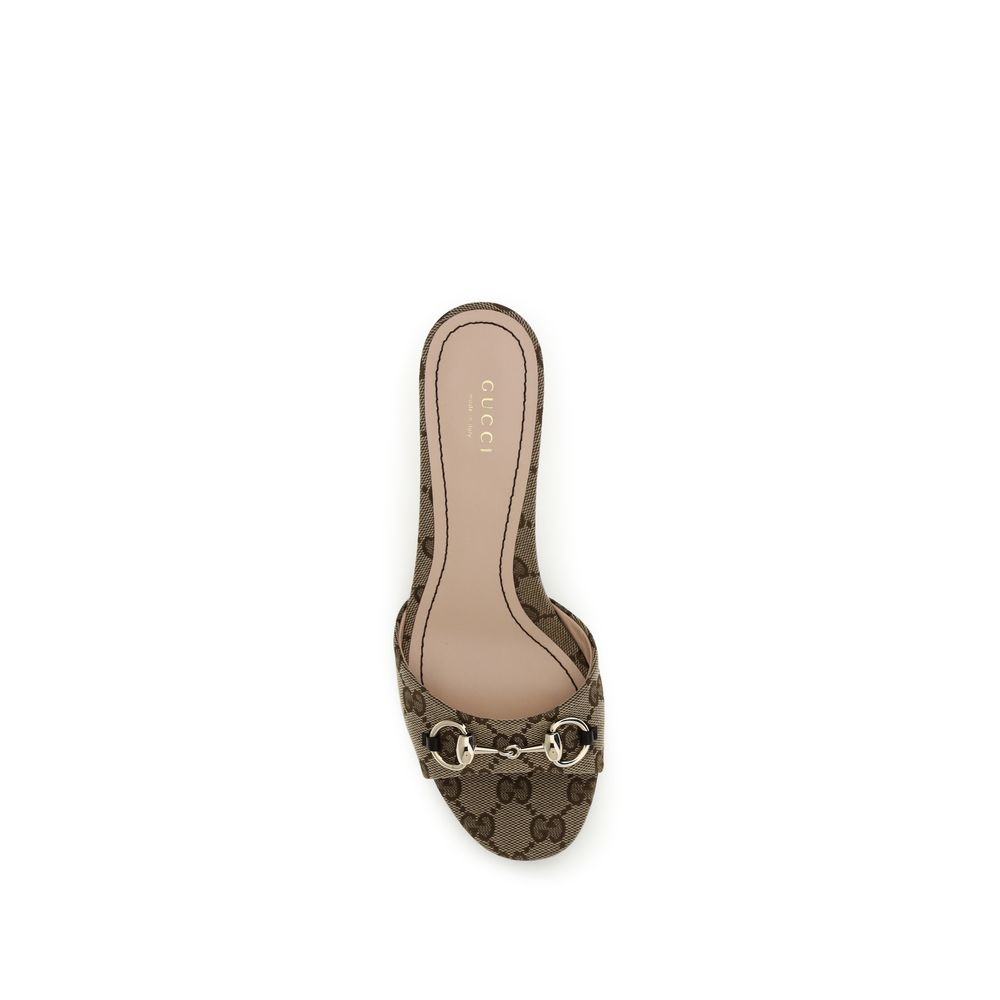 Gucci Beige Polyester Stiletto Heel Sandals