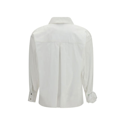 Ella White Cotton Pattern Shirt