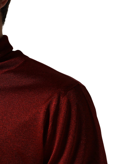 Dolce & Gabbana Red Long Sleeve TurtleNeck Pullover Sweater