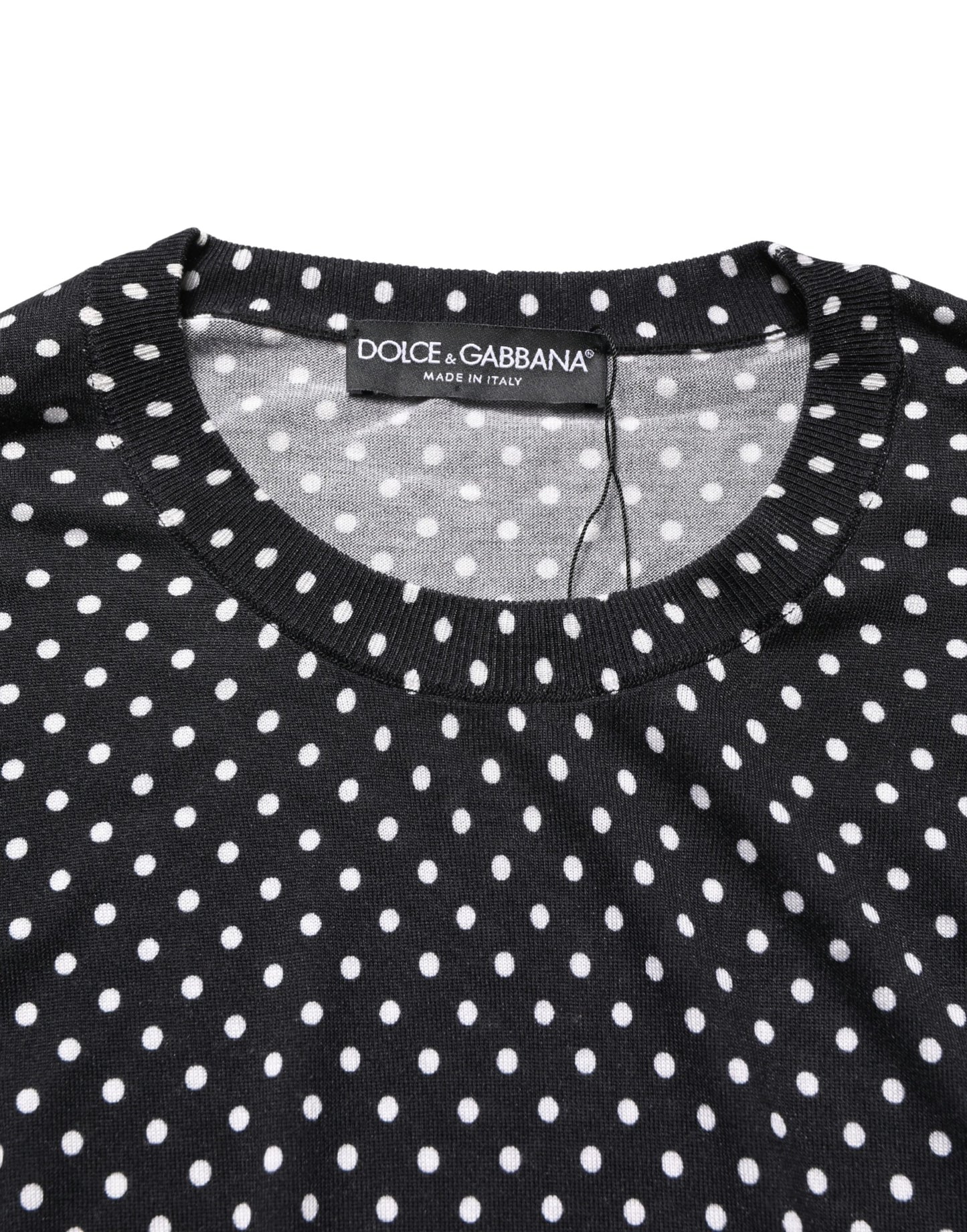 Dolce & Gabbana Black Polka Dot Crew Neck Pullover Sweater