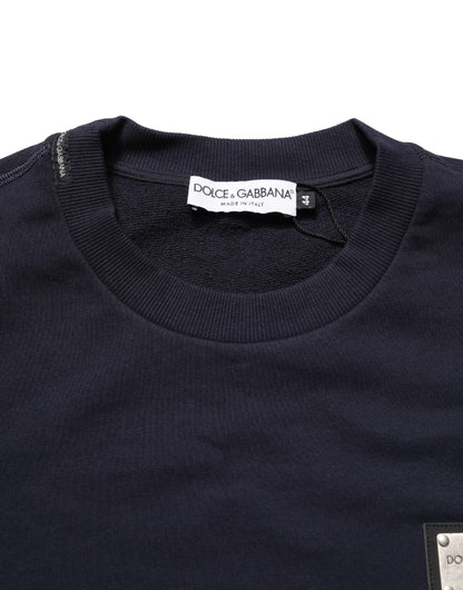 Dolce & Gabbana Black Logo Plaque Jersey Sweatshirt Cotton Sweater