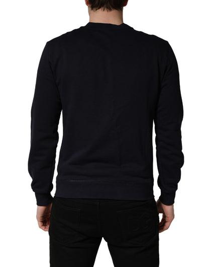 Dolce & Gabbana Black Logo Plaque Jersey Sweatshirt Cotton Sweater