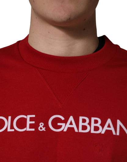 Dolce & Gabbana Red Cotton DG Logo Jersey Sweatshirt Sweater